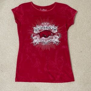 Women’s small Razorback t-shirt. Decorated with rhinestones